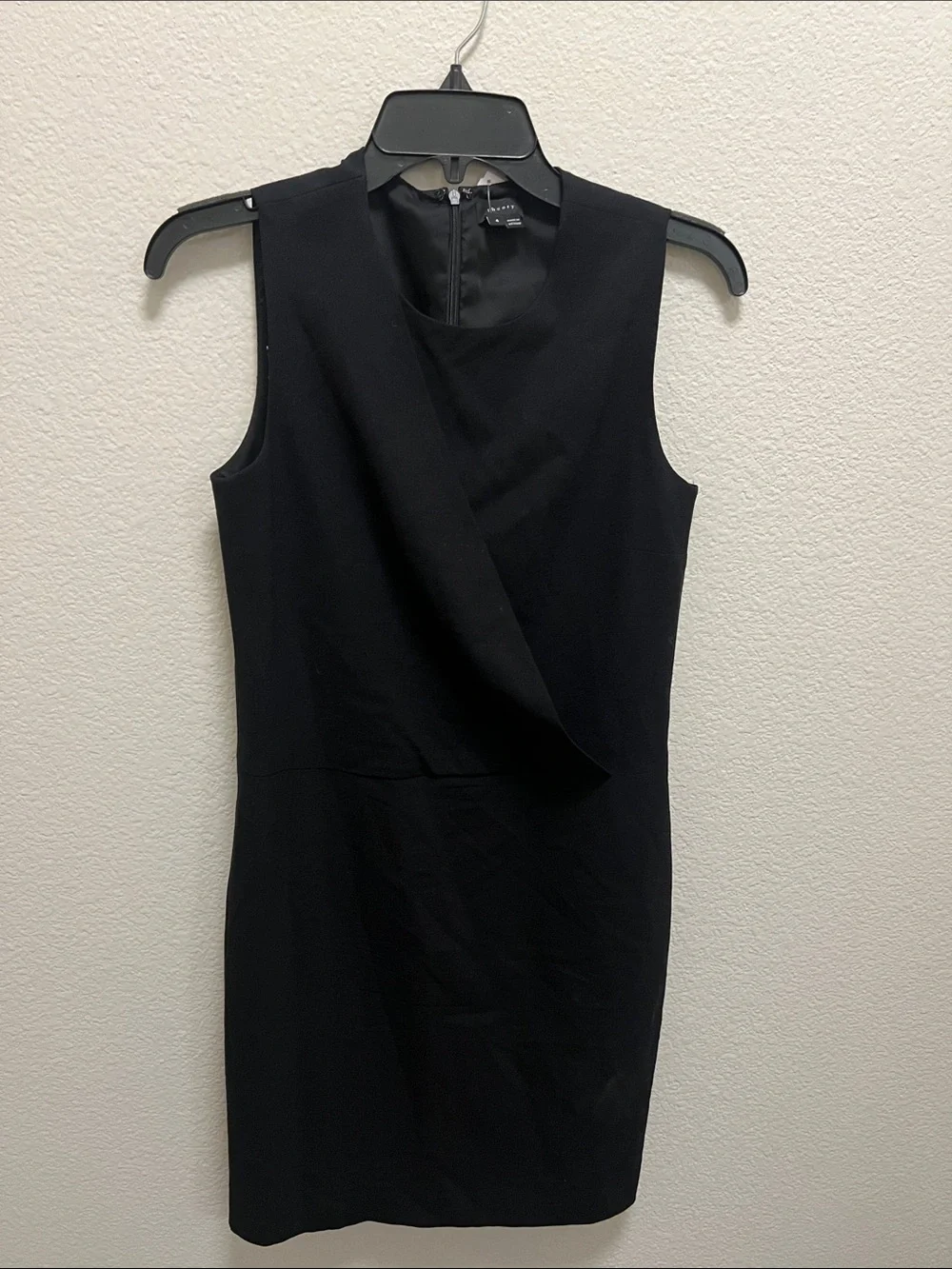 Theory Black Sleeveless Mini Sheath wool blend Dress LBD Sz 4 office work summer